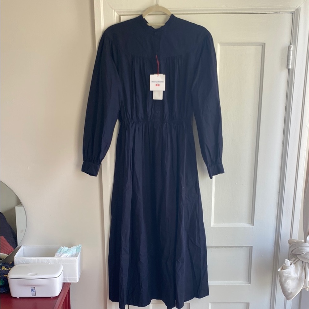 Uniqlo x Ines De La Fressange |Cotton Twill Volume Sleeve Long Dress | S